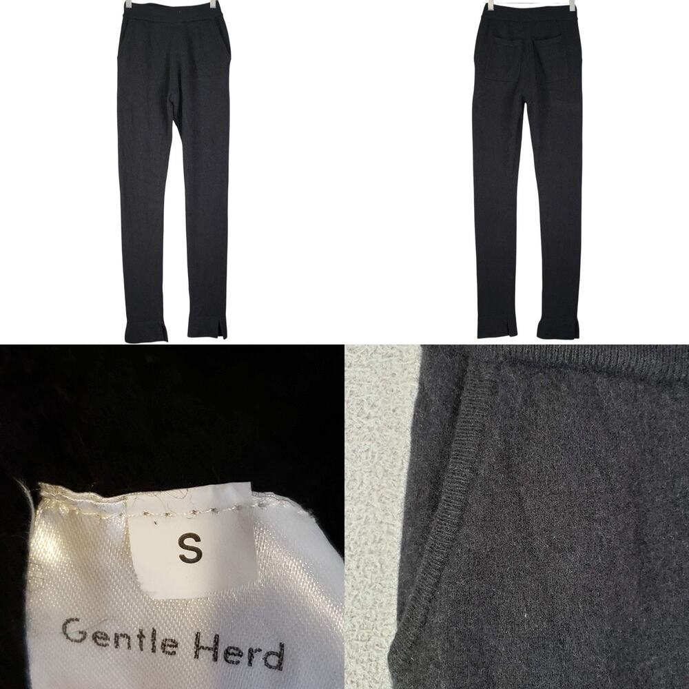 Gentle Herd Cashmere Straight Pull On Pants Pockets Size Small Black Flaw
